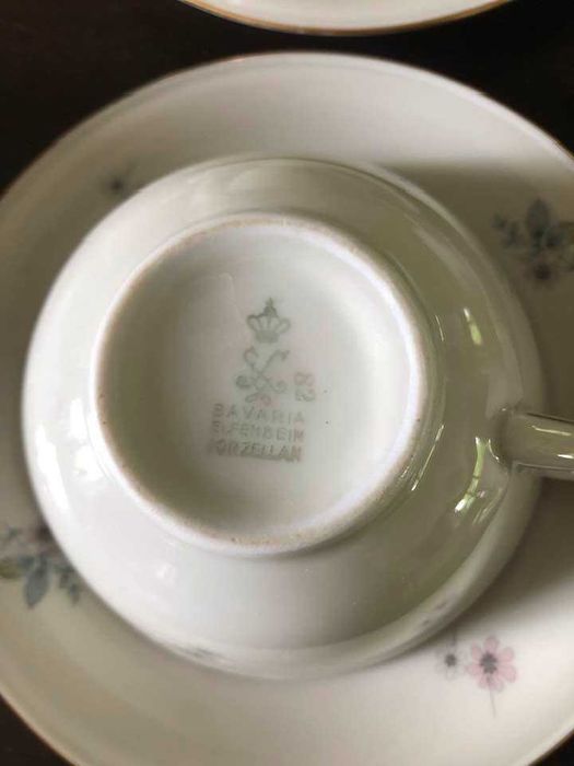 Garnitur do kawy, herbaty Bavaria Elfenbein delikatna stara porcelana