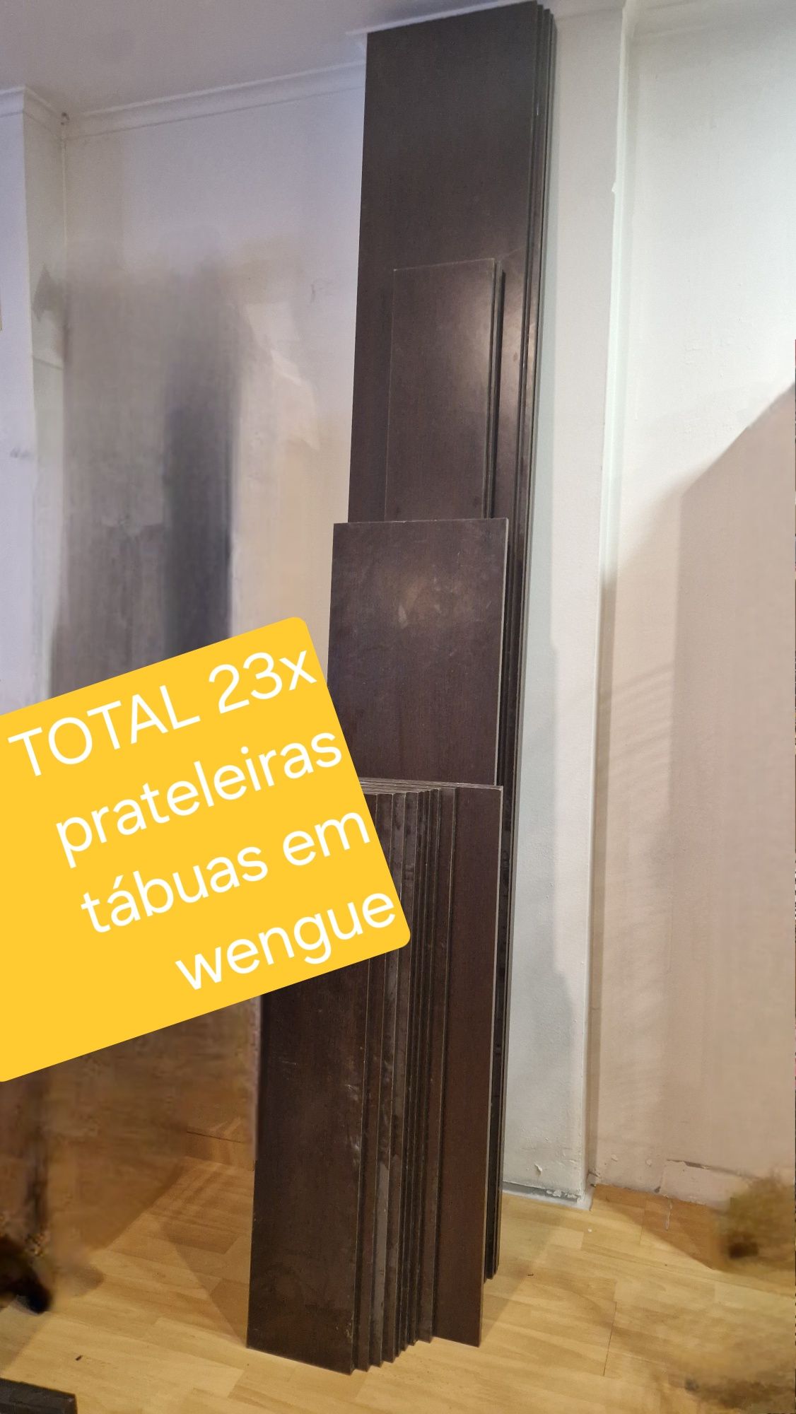 23 Prateleiras/painel com ferragens em wengue vários medidas