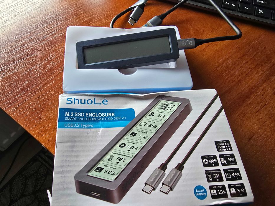 Корпус ShuoLe для накопителя  M.2 NVMe 2280 SSD  USB 3.2 c экраном