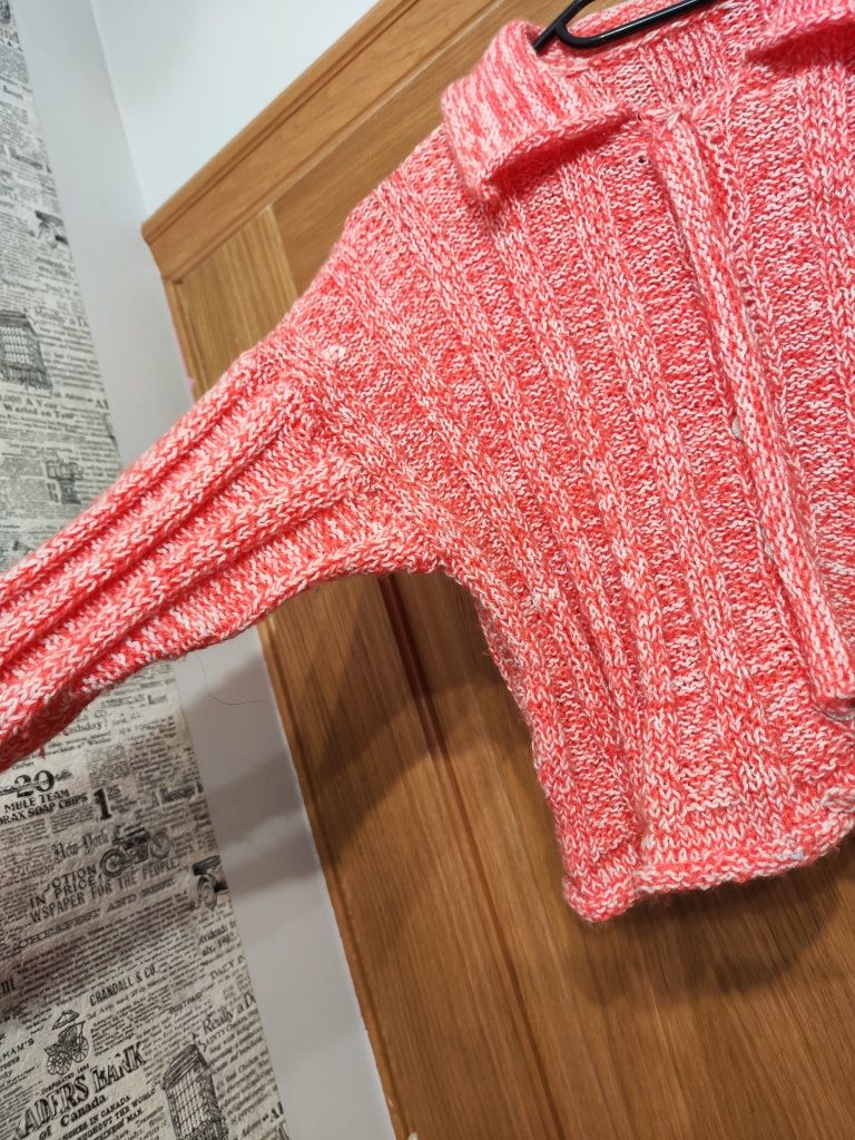 Oryginalny zapinany kardigan luźny ciepły sweter handmade