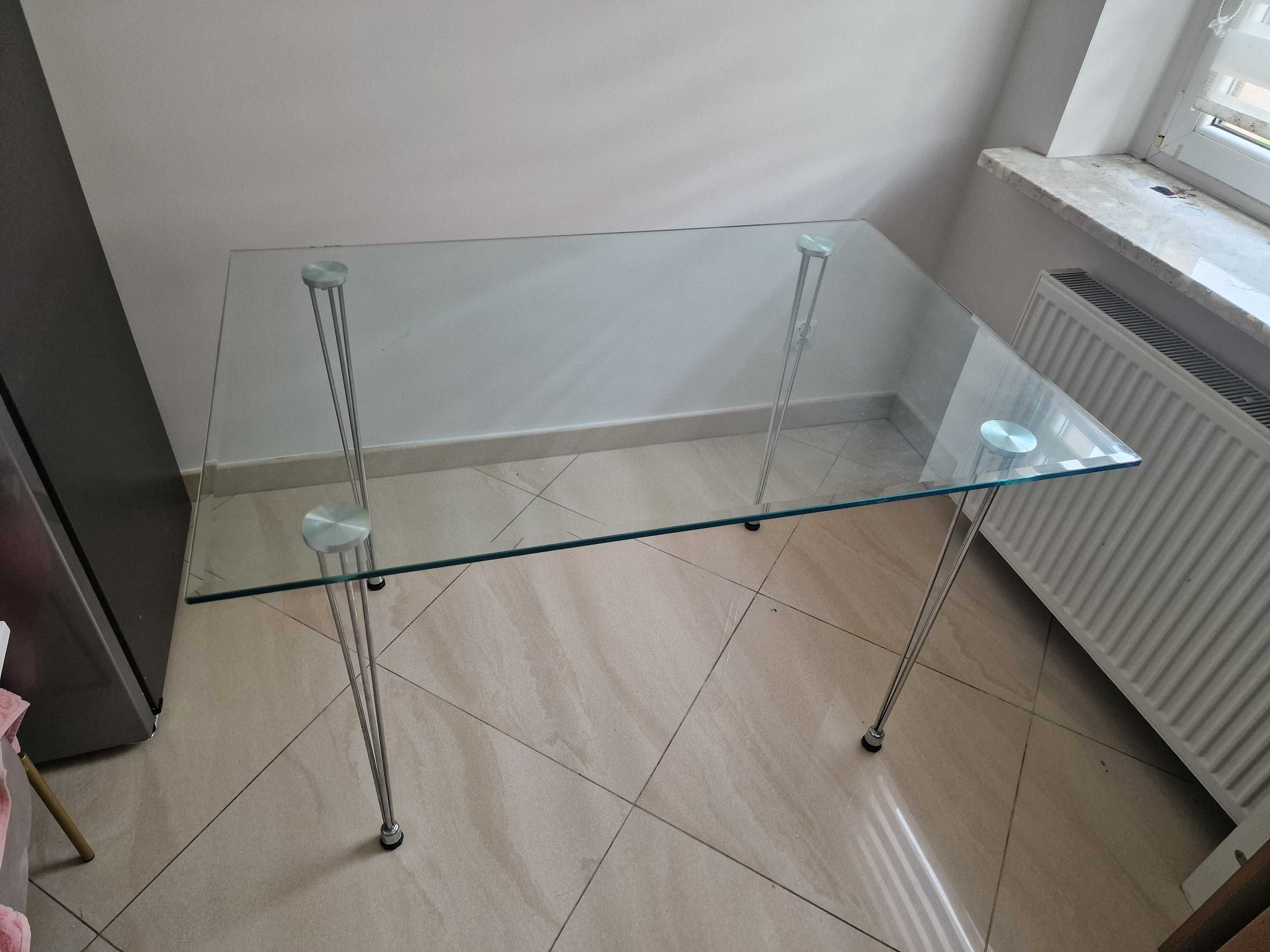 Szklany stół 120x80 metalowe nogi