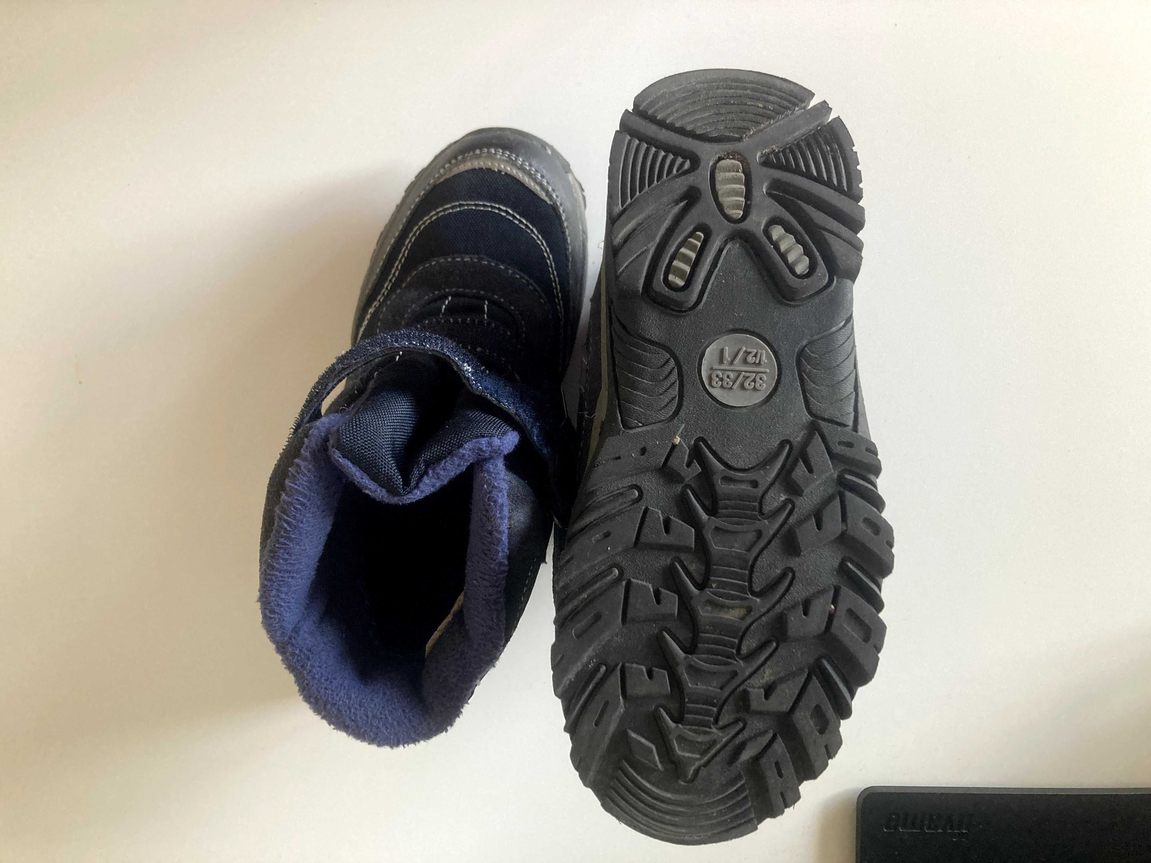 Ocieplane polarem buty zimowe z Tchibo rozm. 32/33 z odblaskami
