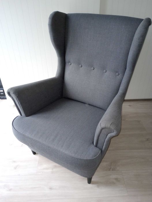 Fotel uszak, Ikea STRANDMON, kolor ciemnoszary