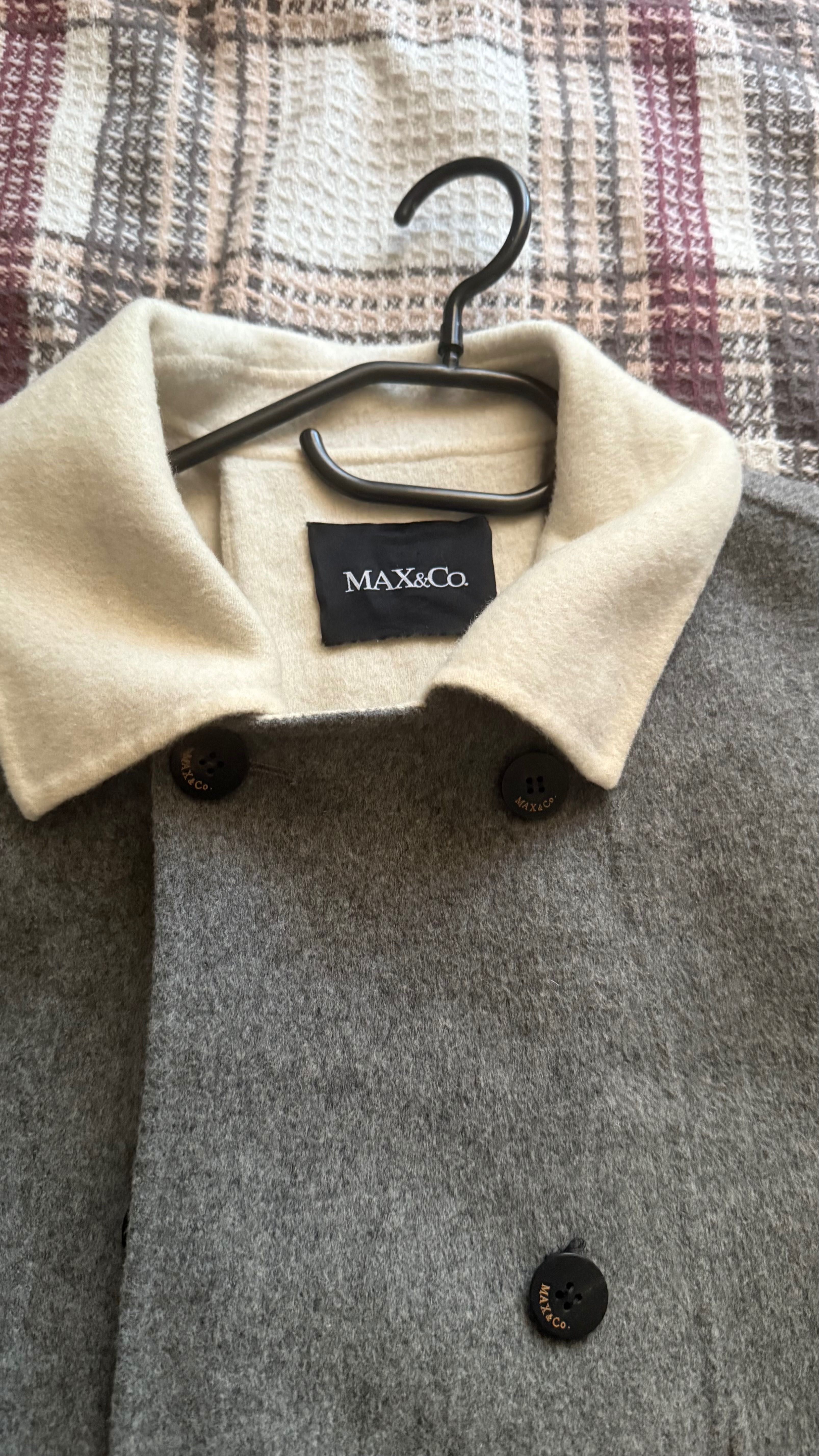 Сіре коротке пальто з поясом Max&Co оригінал