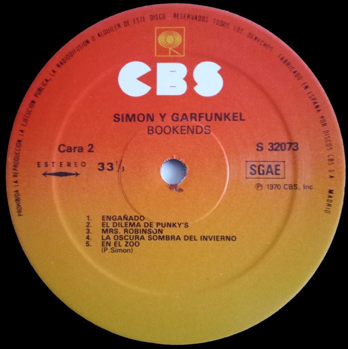 Simon & Garfunkel	- - - - -	Bookends	- - - - -	LP