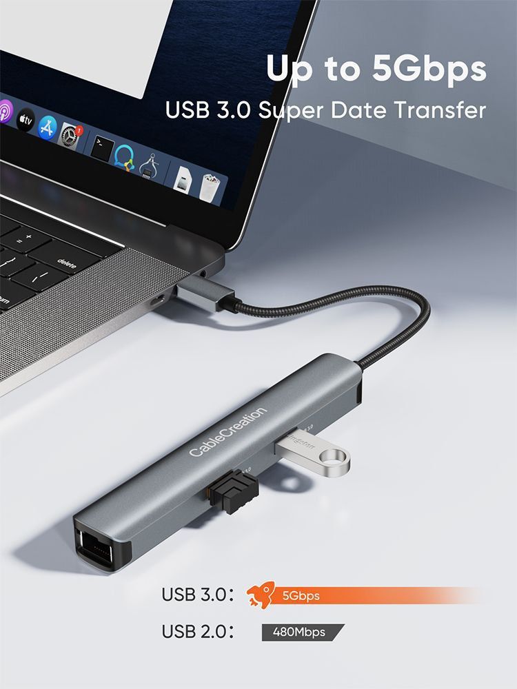 Хаб Hub CableCreation USB C Hub HDMI 4K 60 Hz 6 in 1 USB Adapter RJ45