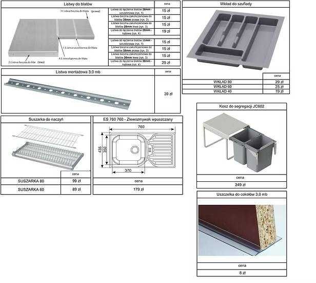 Zestaw mebli kuchennych 260 cm cashmere/czarny mat- dostępne od ręki