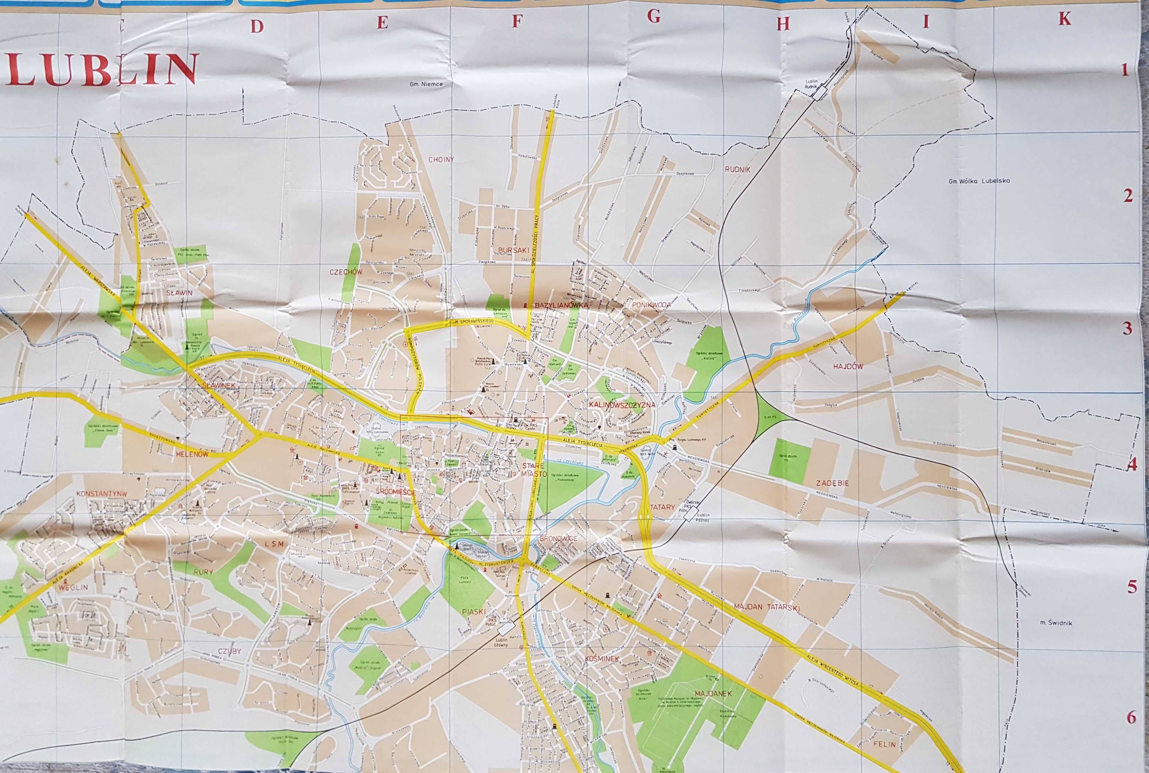 LUBLIN  plan miasta ze spisem ulic - 1991