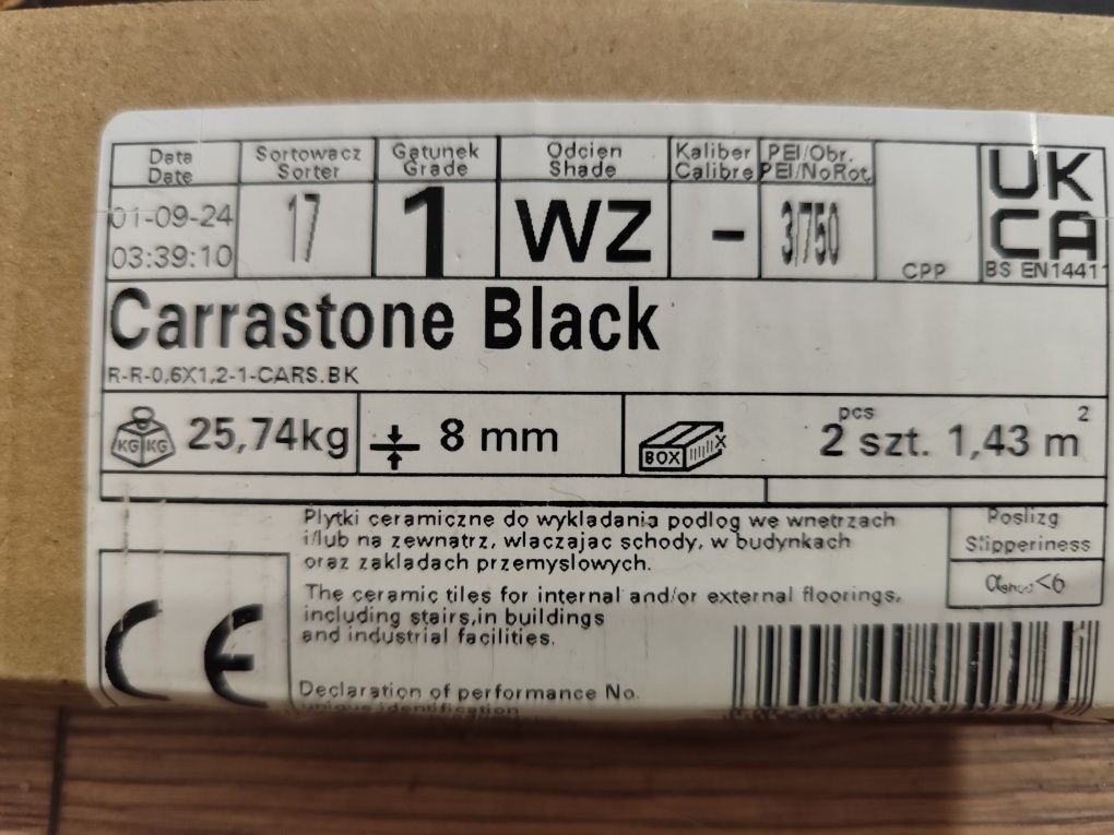 PARADYŻ Carrastone Black Gres Matowy rozmiar 119,8x59,8 cm (120x60)
