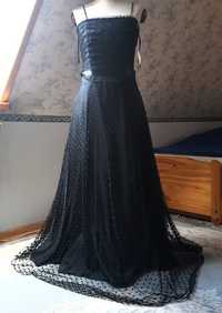 Suknia wieczorowa czarna koronka na studniówkę nowa z metką
