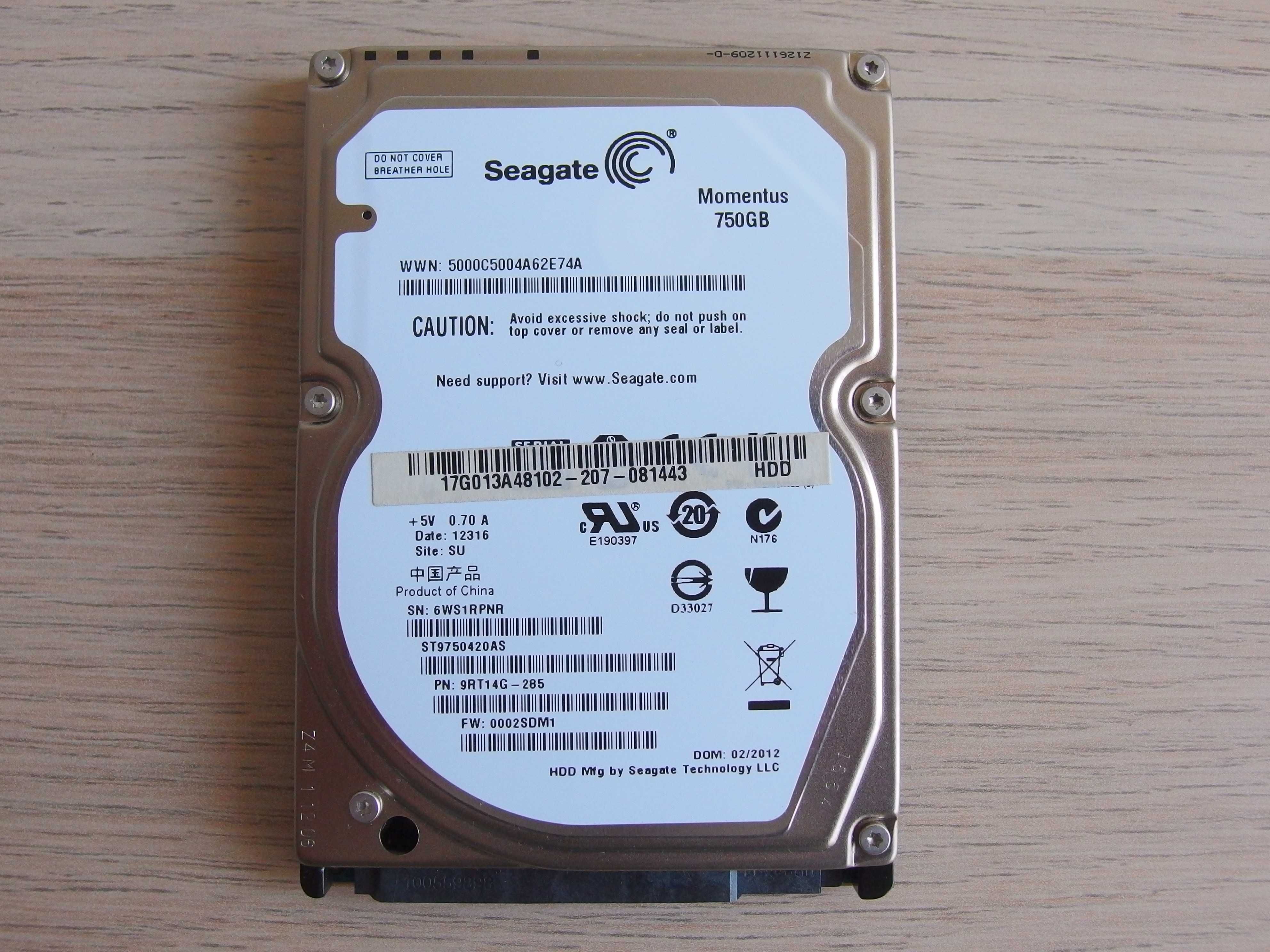 Dysk laptopowy SEGATE Momentus 2,5" 750GB 0,75TB 7200RPM