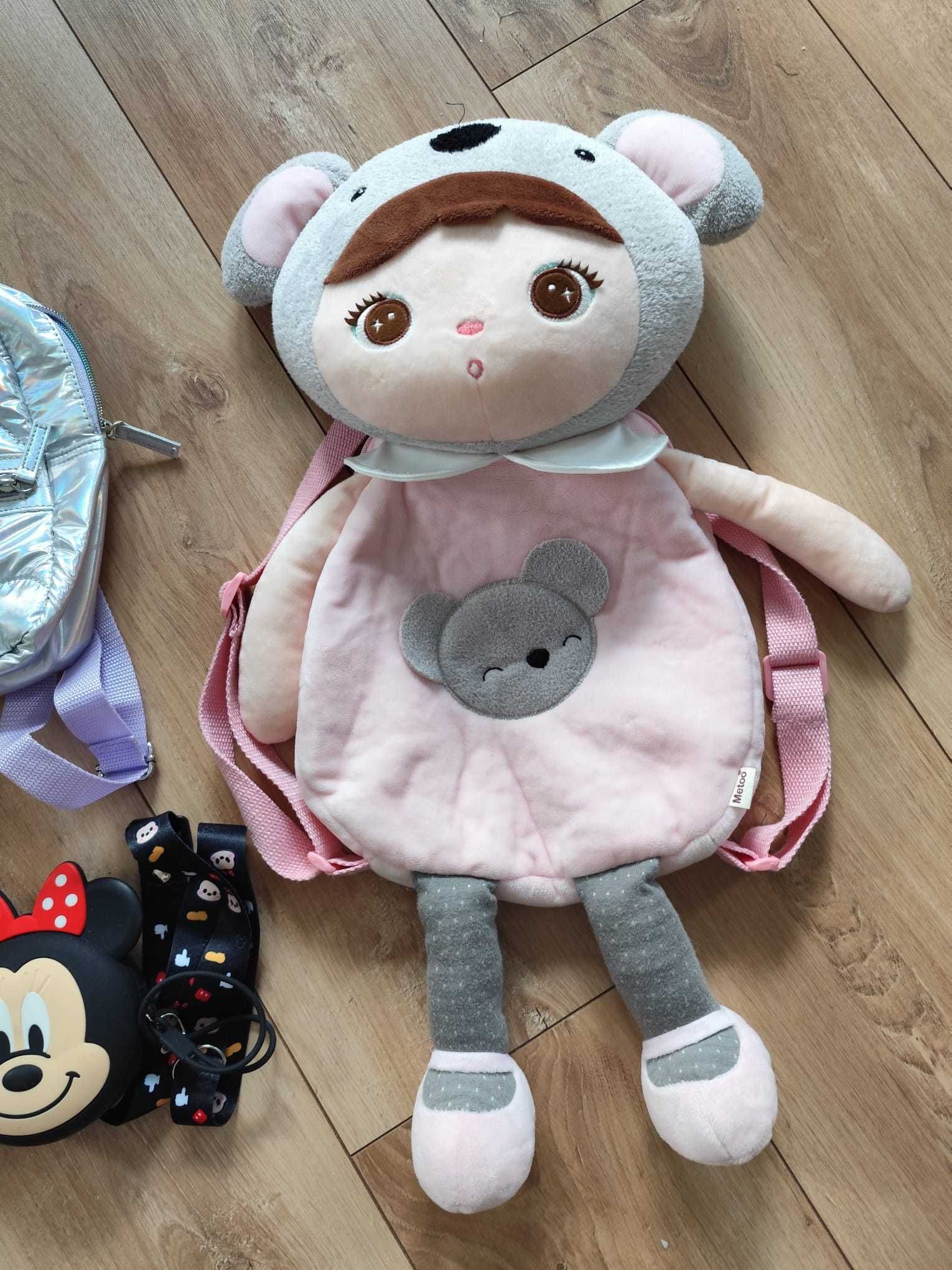 Zestaw 5 plecaczków dla dziewczynki – Minnie, brokat, pluszaki