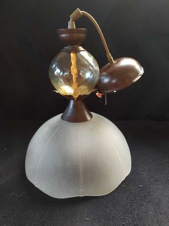 Lampa sufitowa szklana ozdoba wraz z kloszem okazja PRL