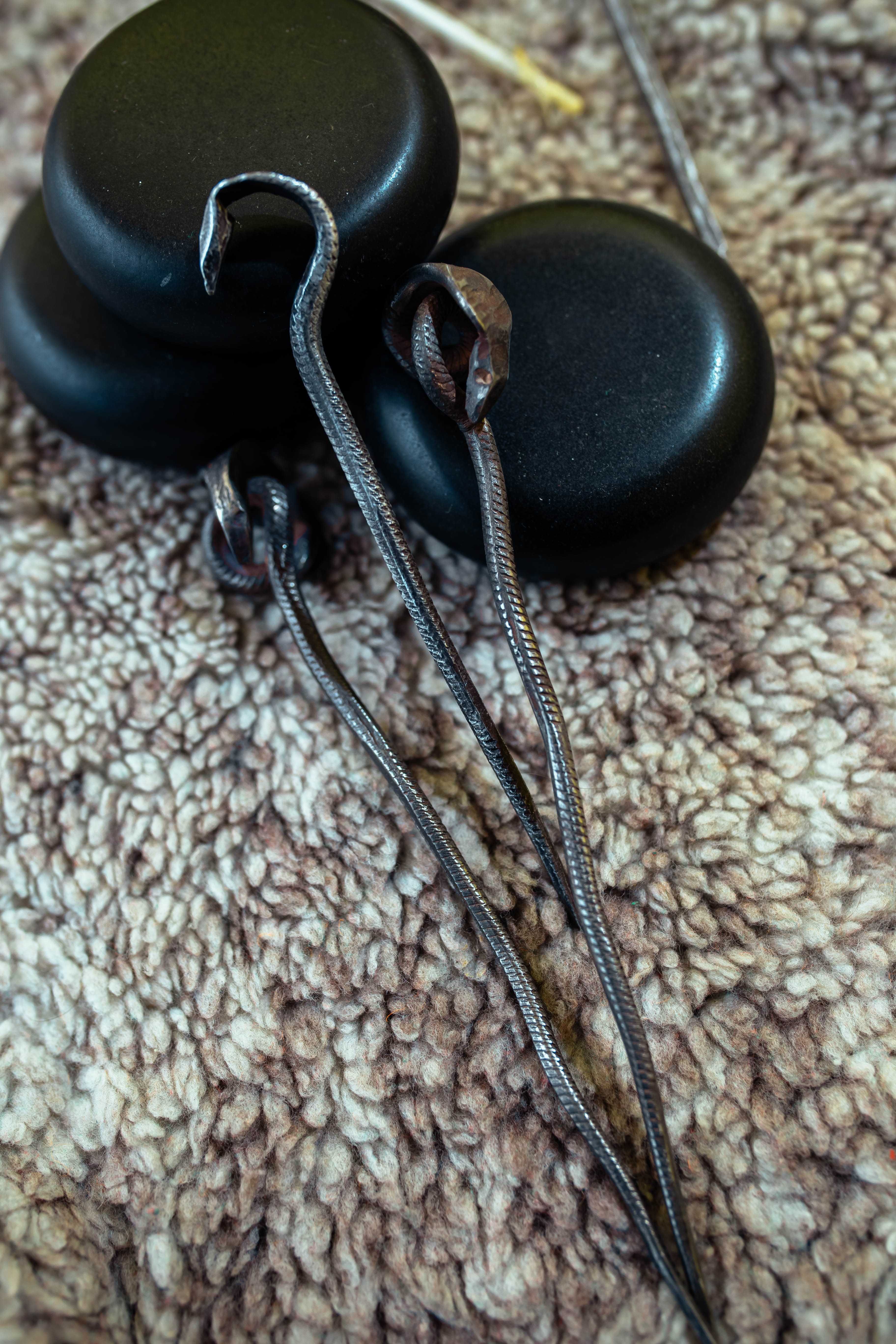 Кованая шпилька Змея в волосы дреды косы. Легкая прочная стиль Канзаси