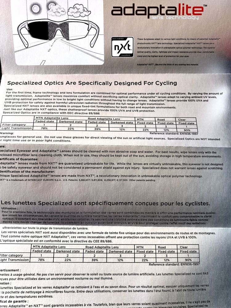 Óculos marca Specialized, de ciclismo.