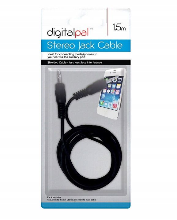 Kabel AUX Mini Jack 3,5 Mm Audio do Radia Samochodowego Stereo 1,5m