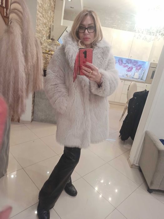 Futro zara szary lis
