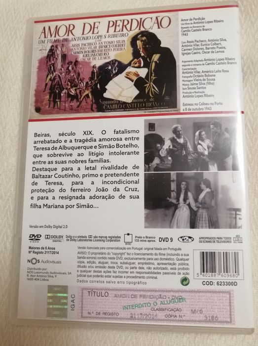 Amor de Perdição, de António Lopes Ribeiro - dvd