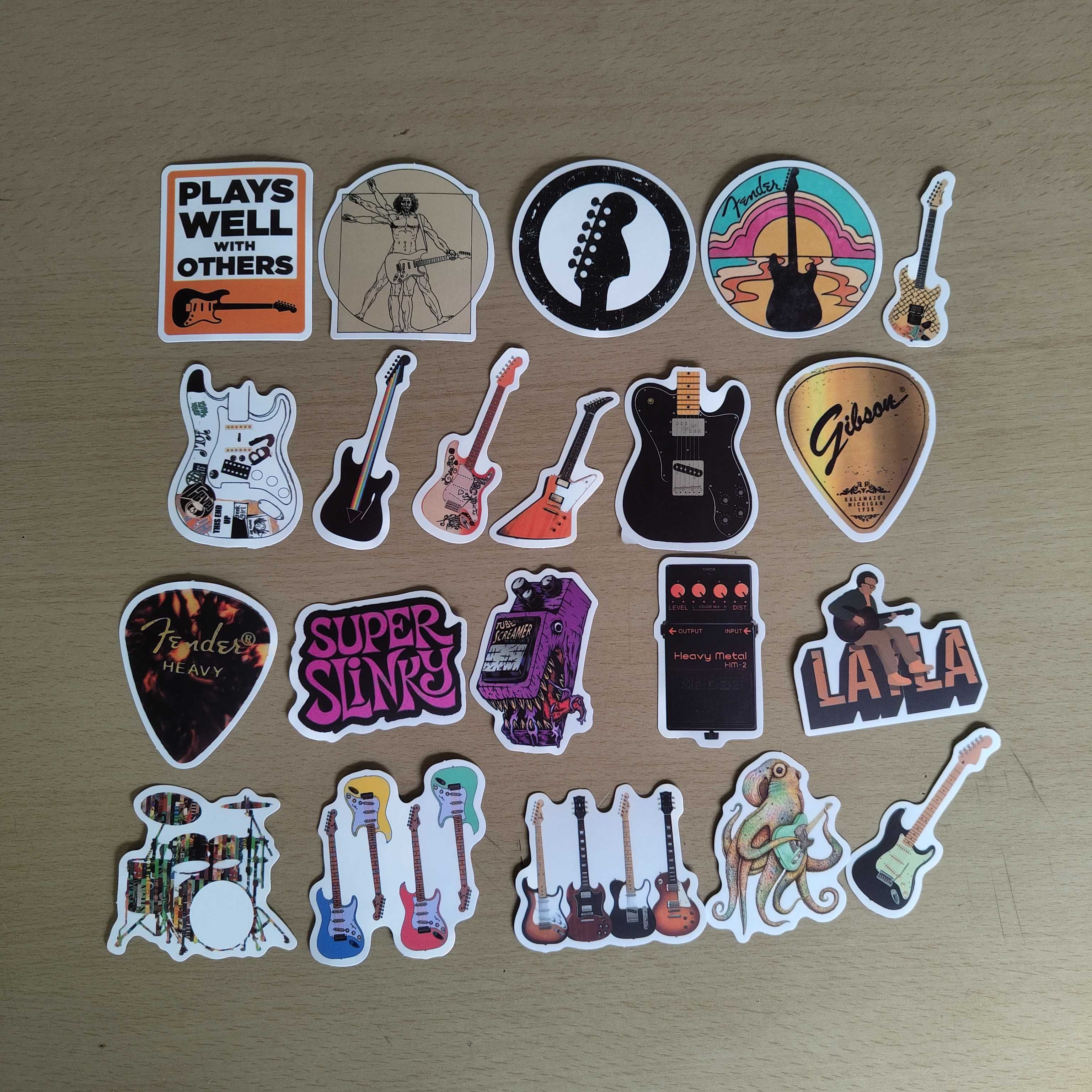 Pack 50 Autocolantes Adesivos Stickers Musica Jazz Fender Guitarras