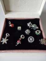 Charms srebrne S925 pies biedronka flaming do bransoletki Pandora