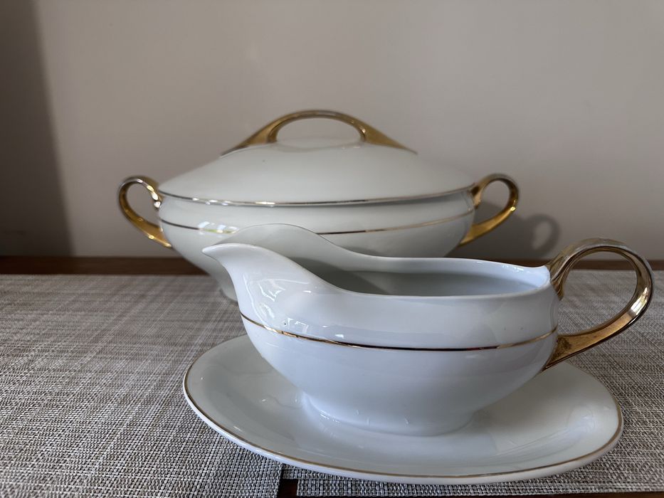 Stara waza do zupy i sosjerka Huta Franciszka