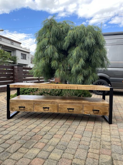 Stół prostokątny/styl indystrialny/drewno egzotyczne/metal