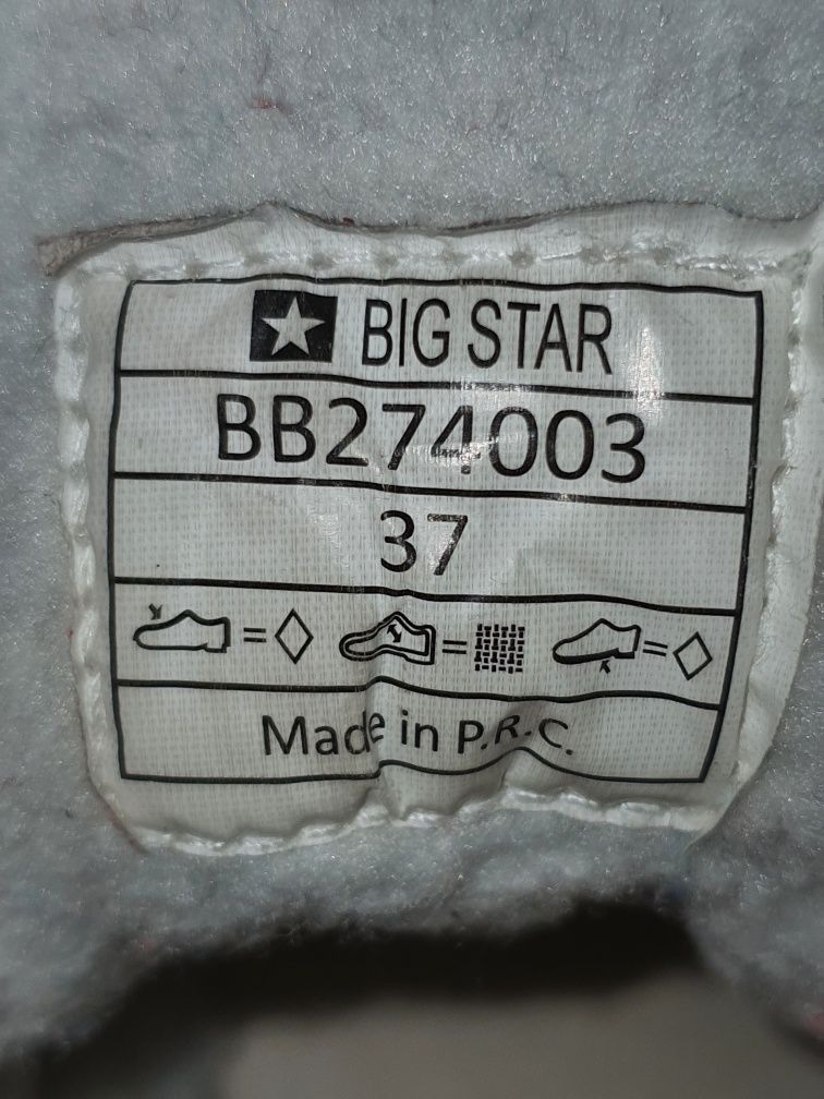 Big Star czerwone trampki ocieplane rozmiar 37