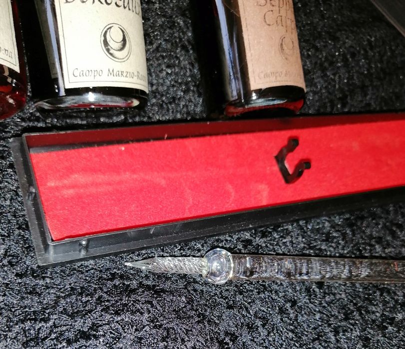 Caneta de Vidro e 3 tinteiros, NOVOS, para coleccionadores