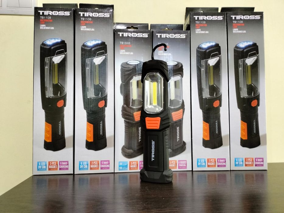 Ліхтарик акумуляторний Tiross, з потужним акумулятором.