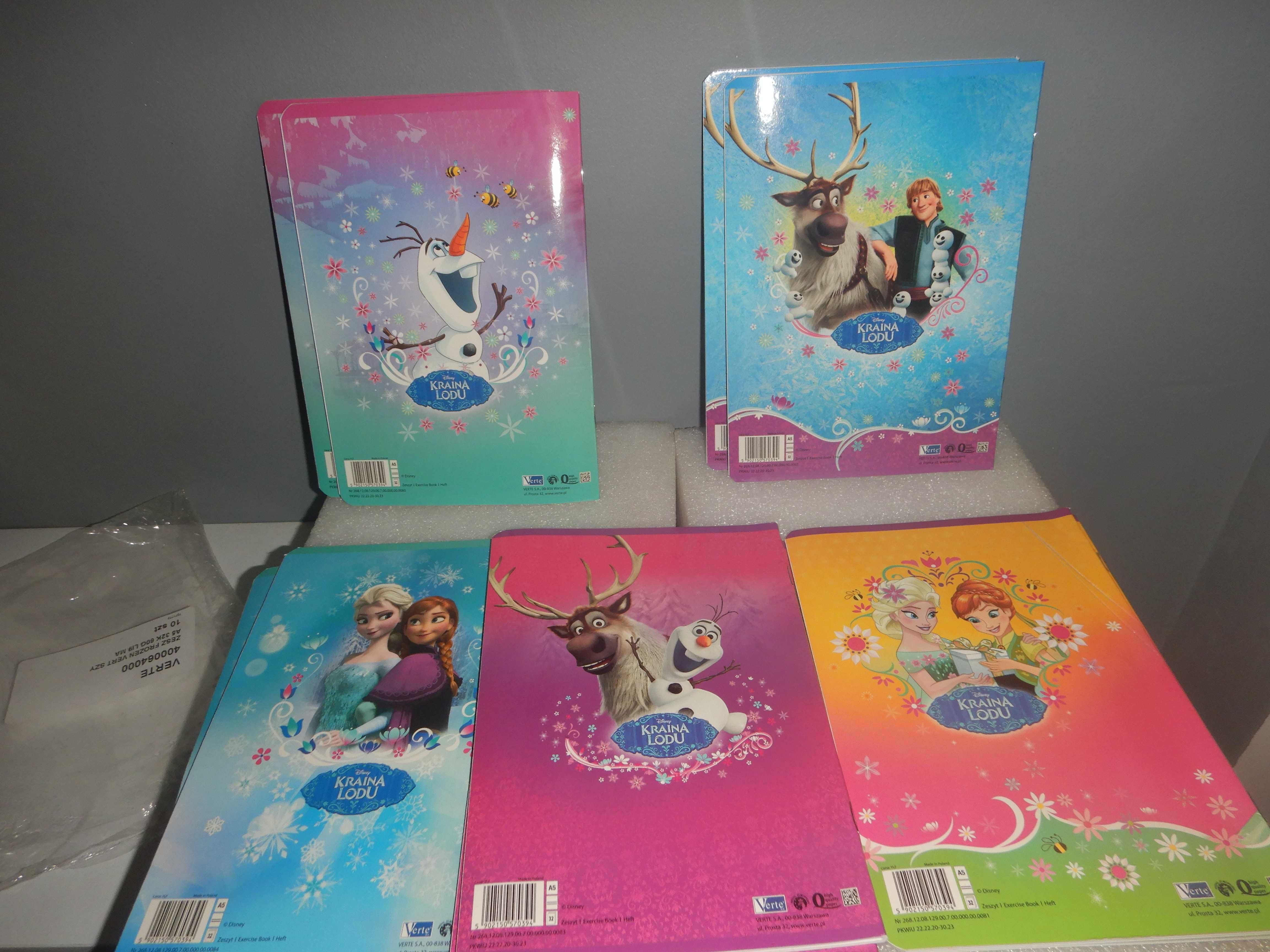 10szt zeszyty Disney Elsa  Frozen A5  32 kartek w linię mix