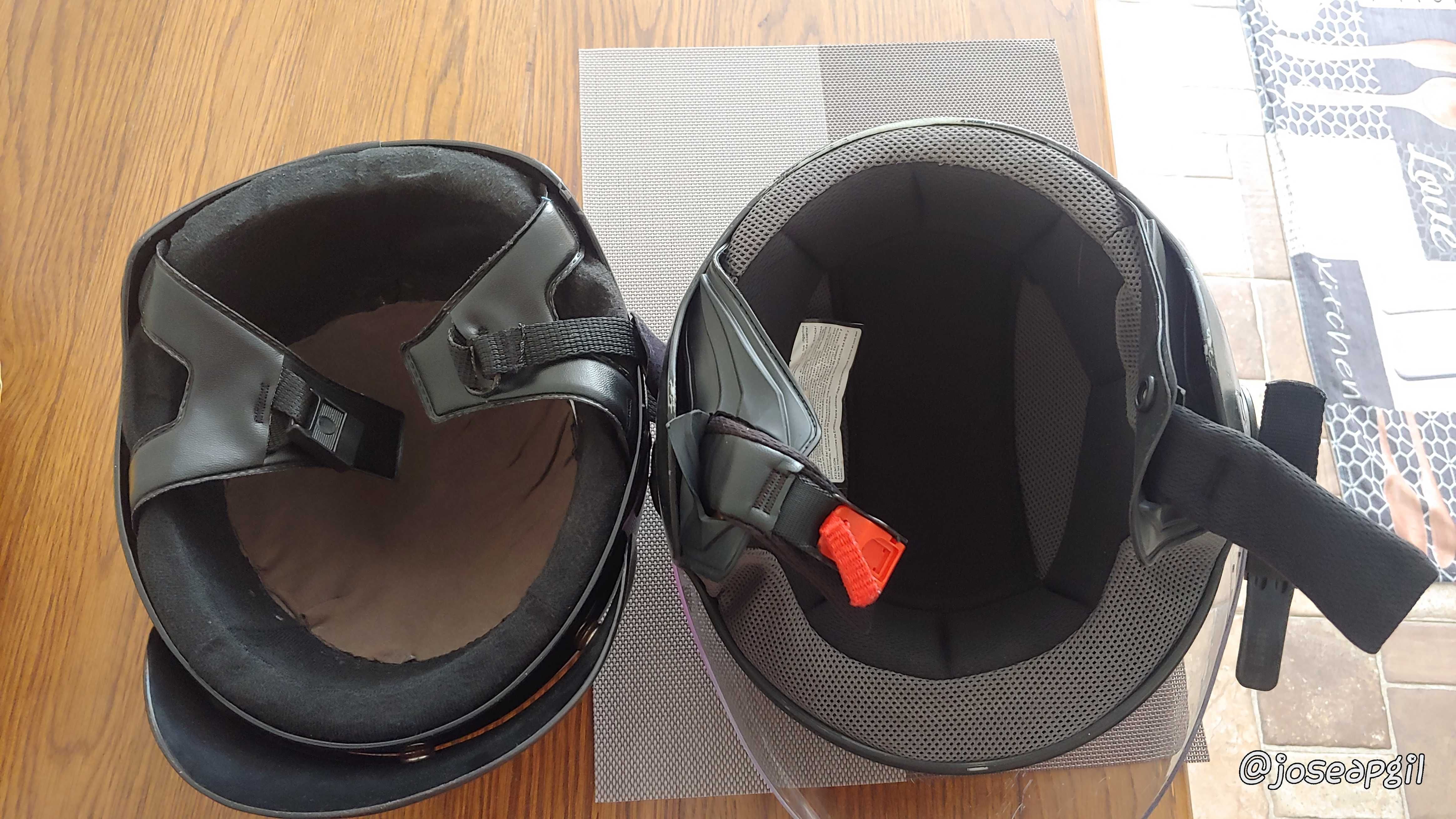 Capacetes numero 58 e 40.