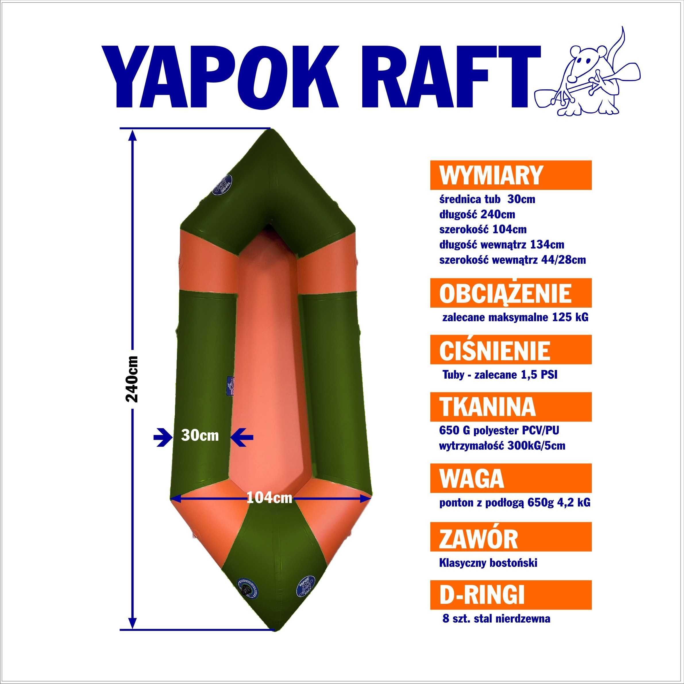Packraft Yapokraft polski packraft, 4kg, kajak pompowany, dmuchaniec