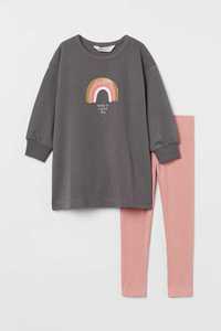 H&M Komplet 2-cz bawełniana bluza + getry / legginsy 116 NOWY!