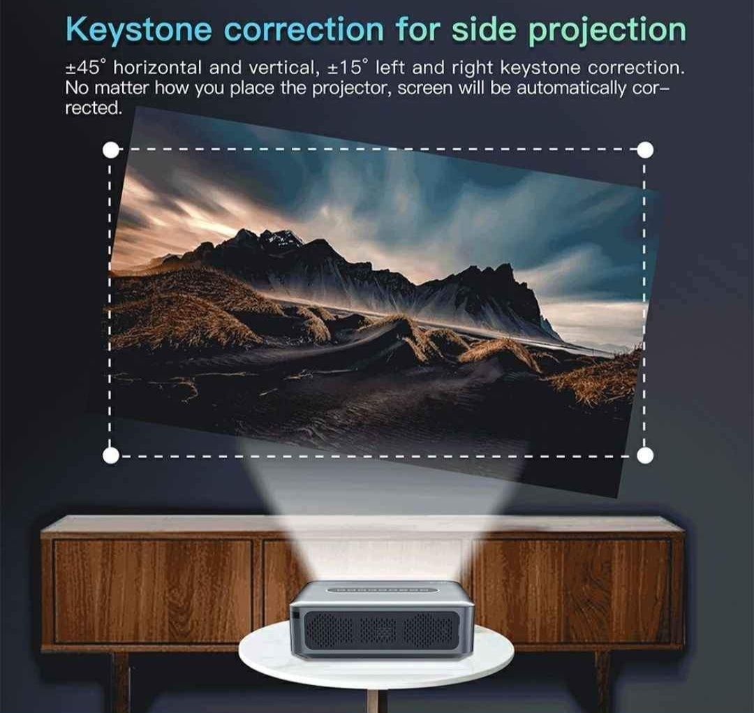 Projetor android 12000 lumens + keystone 4D + WiFi + Bluetooth + Nativ