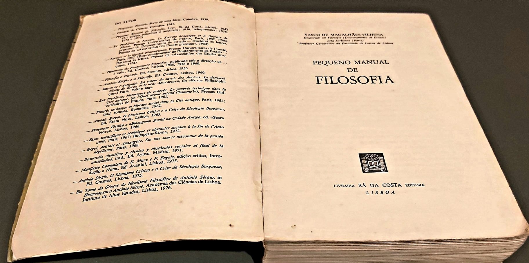 Livro Pequeno Manual de Filosofia. Autor: Vasco Magalhães Vilhena

Aut