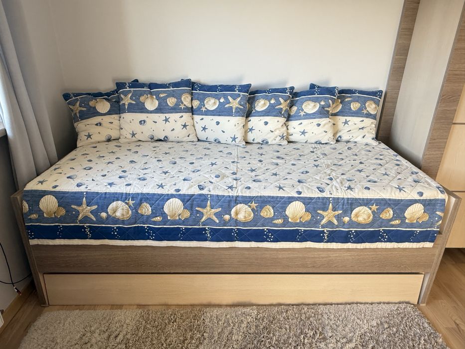 Pojedyncze łóżko + wysuwane VOX modern ze skrzynią i 2 materacami