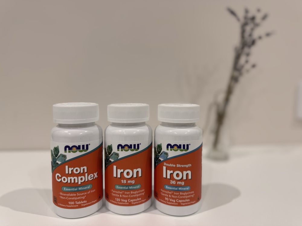 Железо NOW Foods, Iron, залізо, хелатна форма, 18, 36 мг та комплекс
