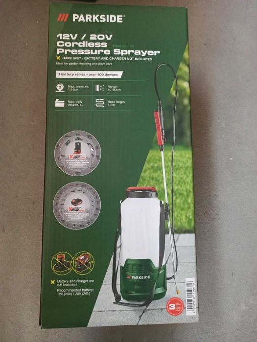 Parkside akumulatorowy spryskiwacz ciśnieniowy, 12/20 V, PDSA 20-Li C2