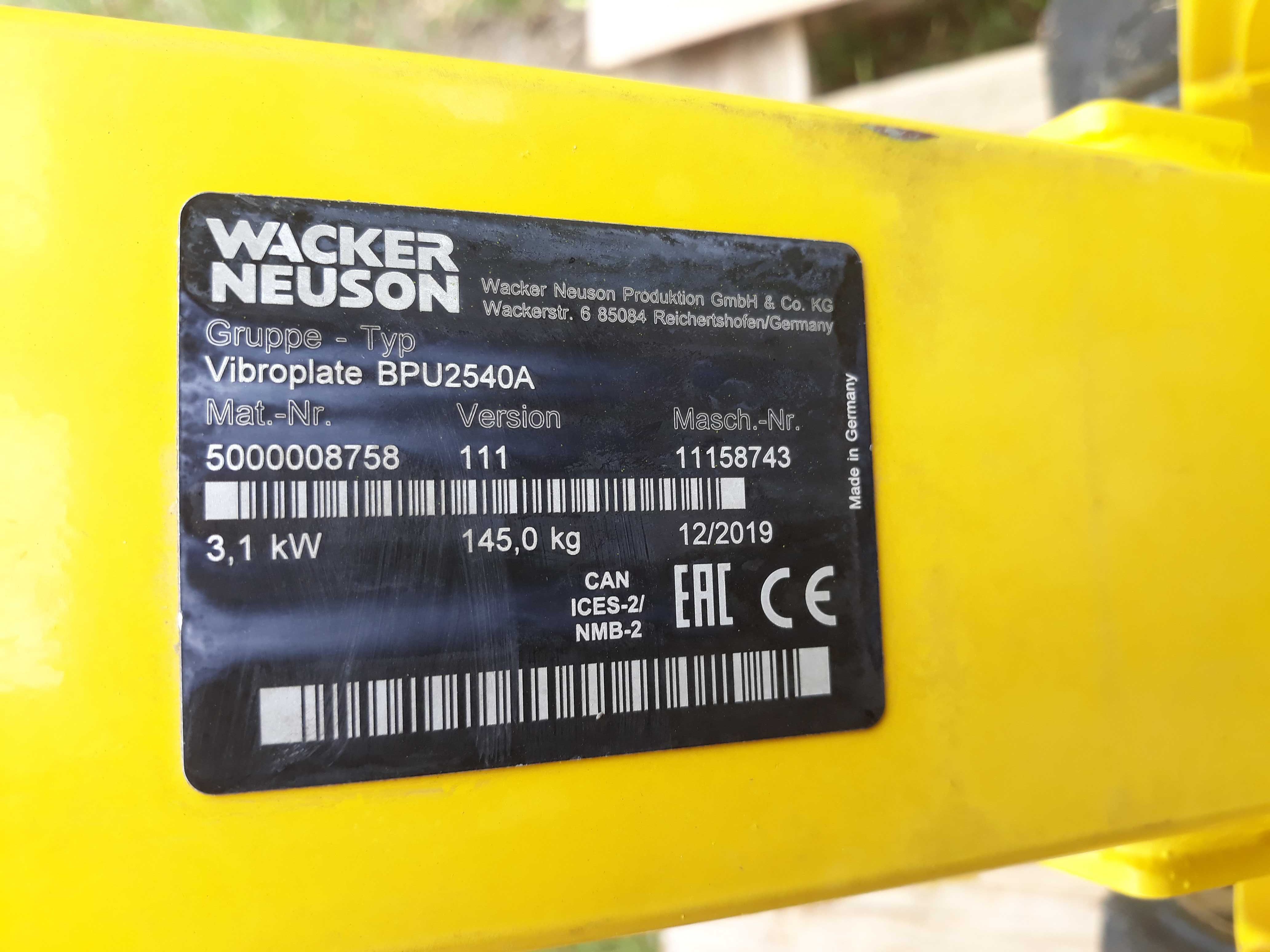 Zagęszczarka Wacker BPU2540A oryginał dwukierunkowa kółka 145kg 2020r