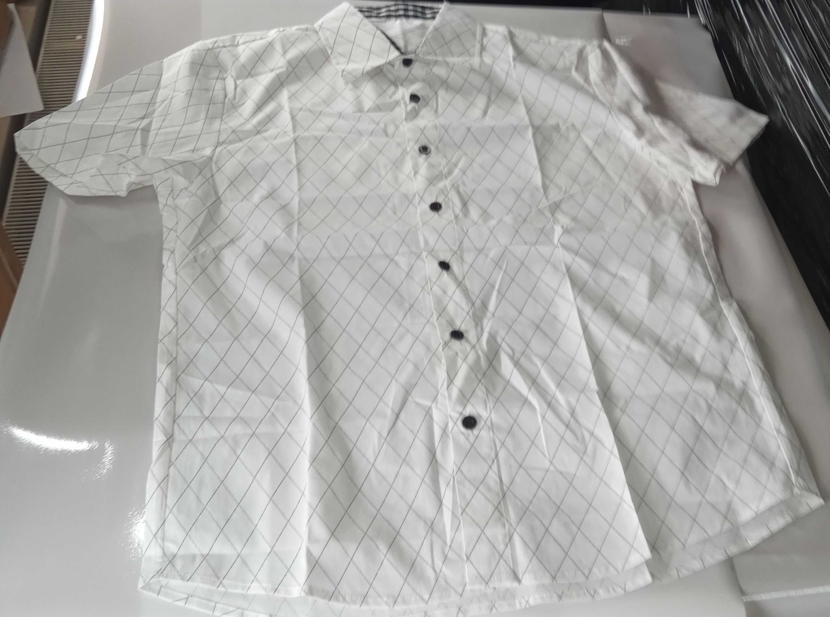 Nowa koszula męska / krótki rękaw / biała / wzór / R-S !68!