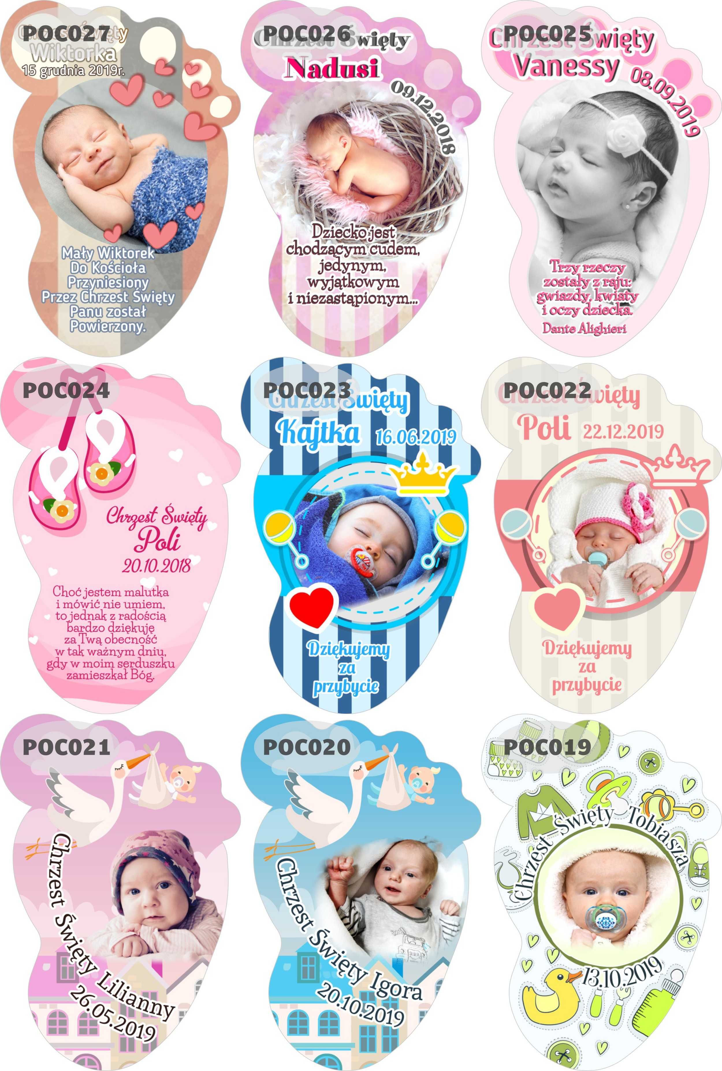 Magnes Stópka personalizowane podziękowania dla gości Chrzest Roczek