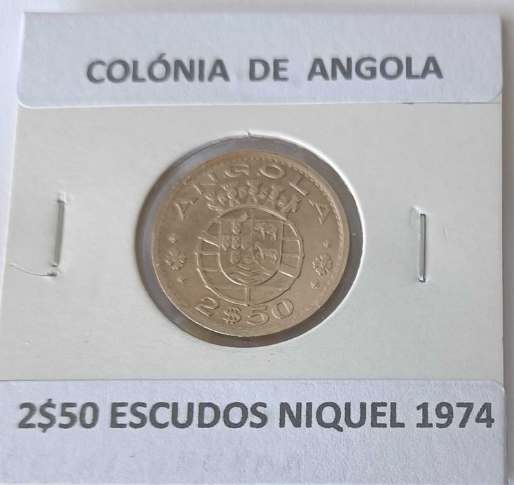 5 Moedas Portuguesas  2$50 Escudos da Ex Colónia Ultramarina de Angola