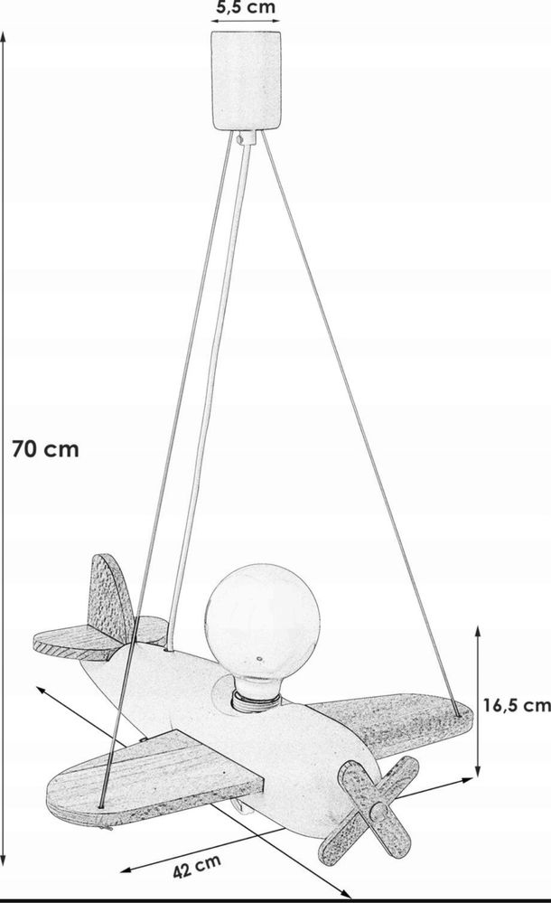 Lampa wisząca dziecięca samolot drewniany