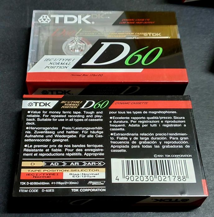 5 Cassetes Audio TDK D60 Seladas