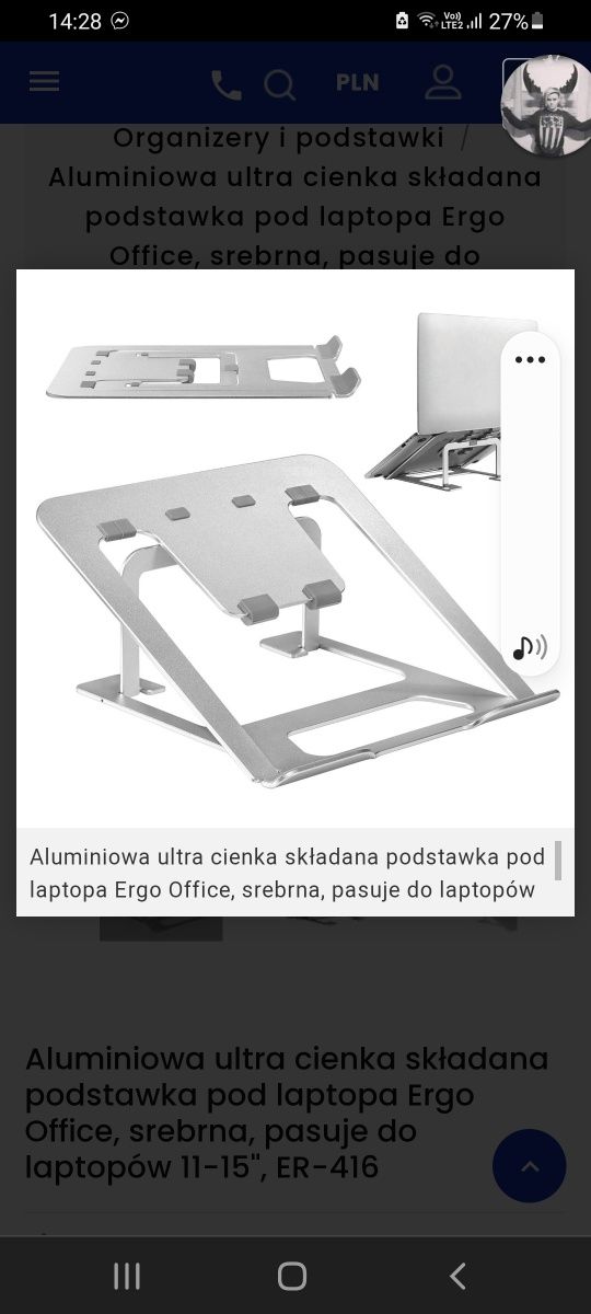 Podstawka metalowa pod laptop lub tablet