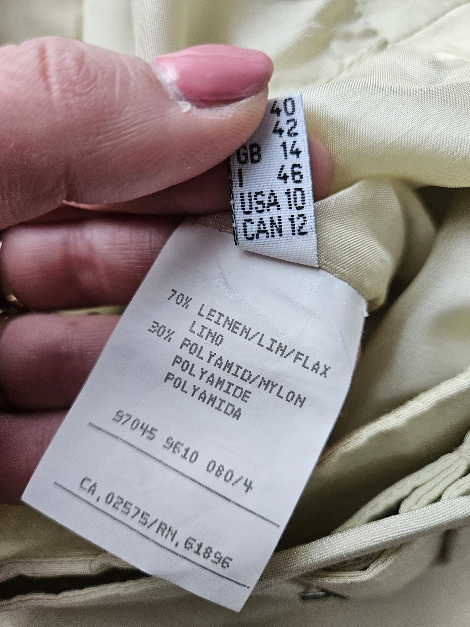 Elegancka Seledynowa  lniana ołówkowa spódnica z paskiem M/ L casu