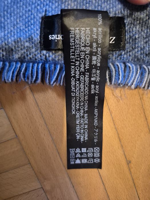 Zara szal szalik duży dwustronny 200 x 80 cm niebieski granatowy