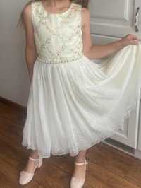 Sukienka biała tiulowa 128 134 princess cinderella  8 9 wesele komunia