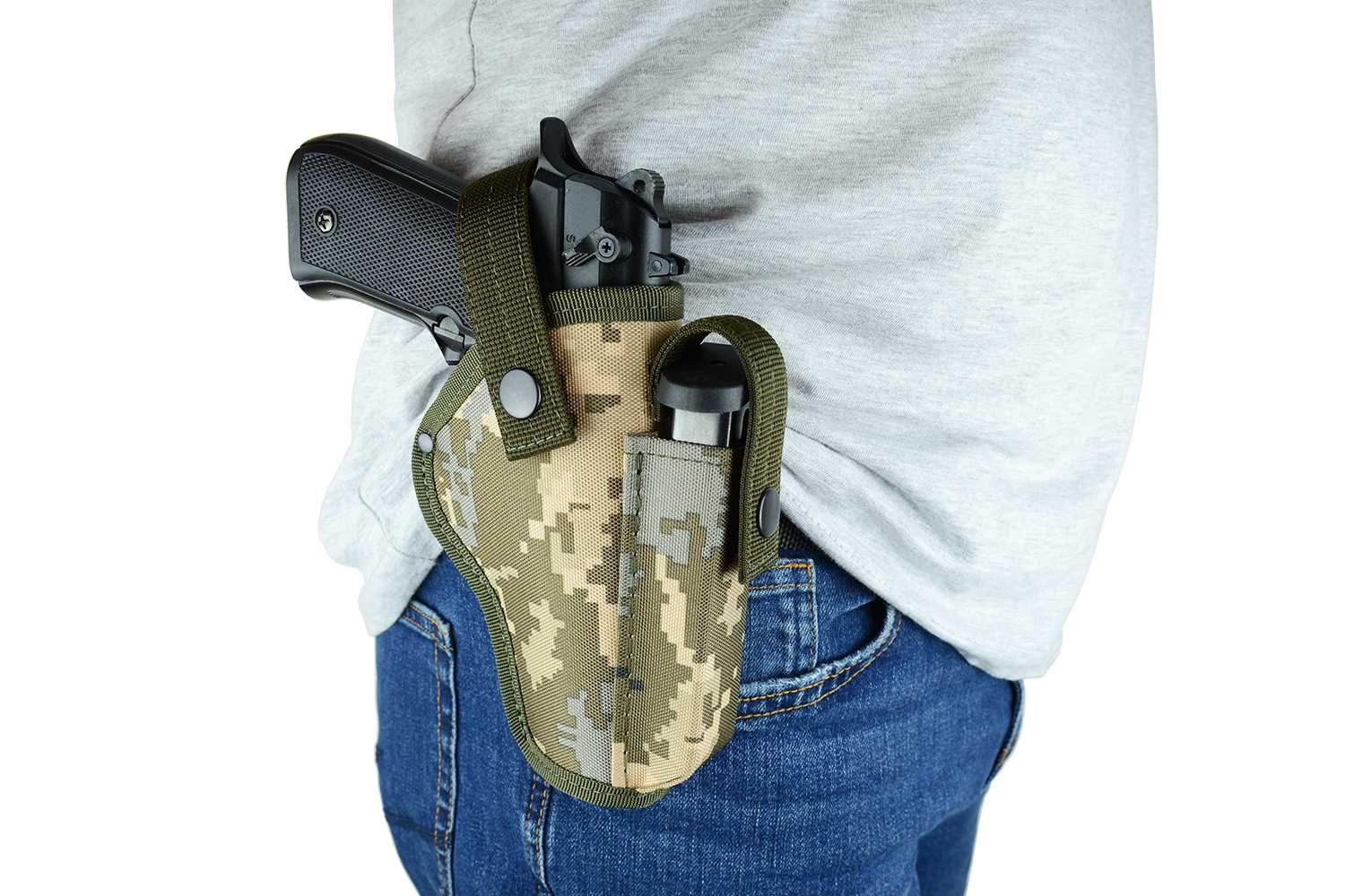 Кобура поясная S&M для Beretta 92/Glock 17/19 с чехлом под магазин