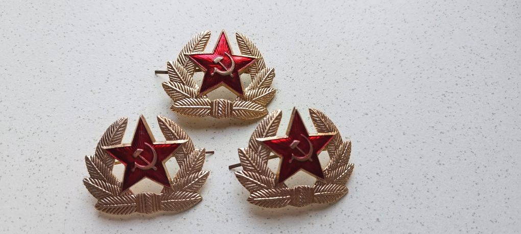 Sowiecka odznaka, wpinka do czapki, kokarda wojskowa